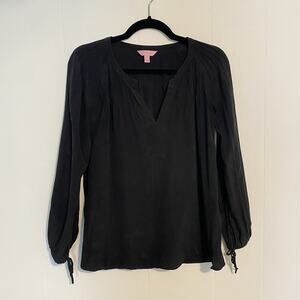 Lilly Pulitzer Blouse XS Black Balloon Sleeve